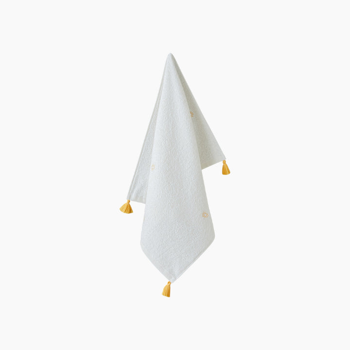 EH Mini Daisy Cotton Embroidered Face Towel 50 x 80 Cm Ecru