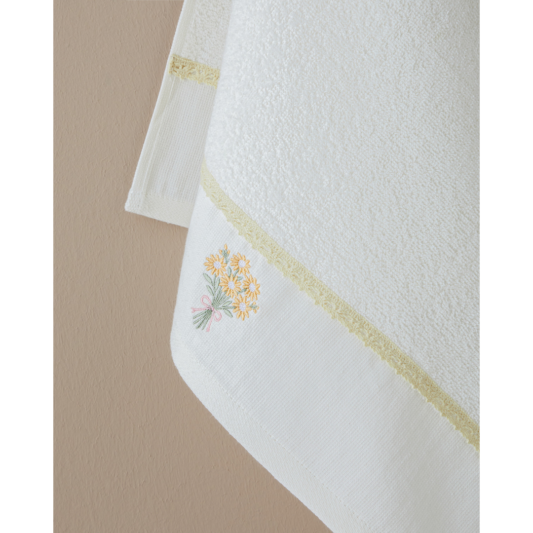 EH Cotton Embroidered Face Towel 50 x 80 Cm Ecru