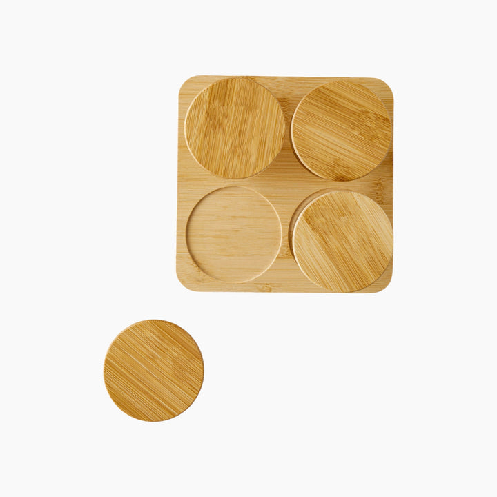 EH Glass-Bamboo 4 Pcs Breakfast Container 18 x 18 Cm Transparent