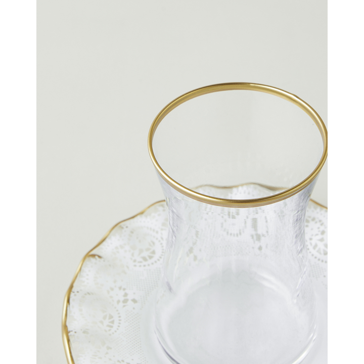 EH Glass 8 Pieces 4 Servings Tea Set 170 Ml Gold