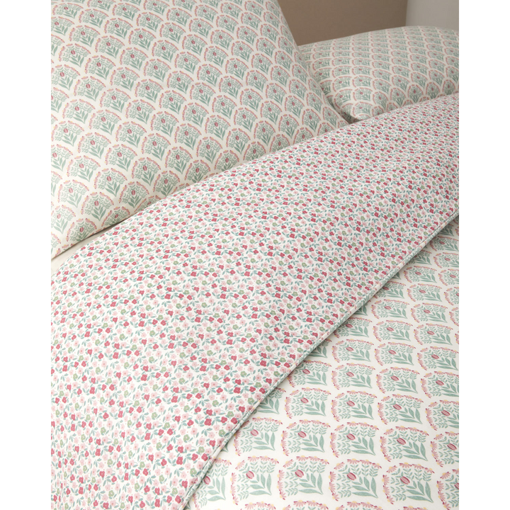 Easy Iron Duvet Cover Set Pink - Green
