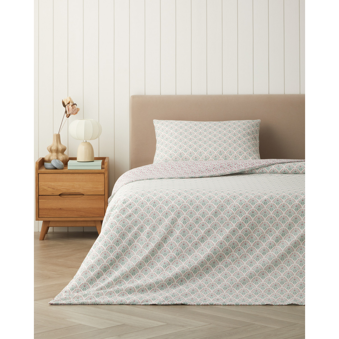 Easy Iron Duvet Cover Set Pink - Green