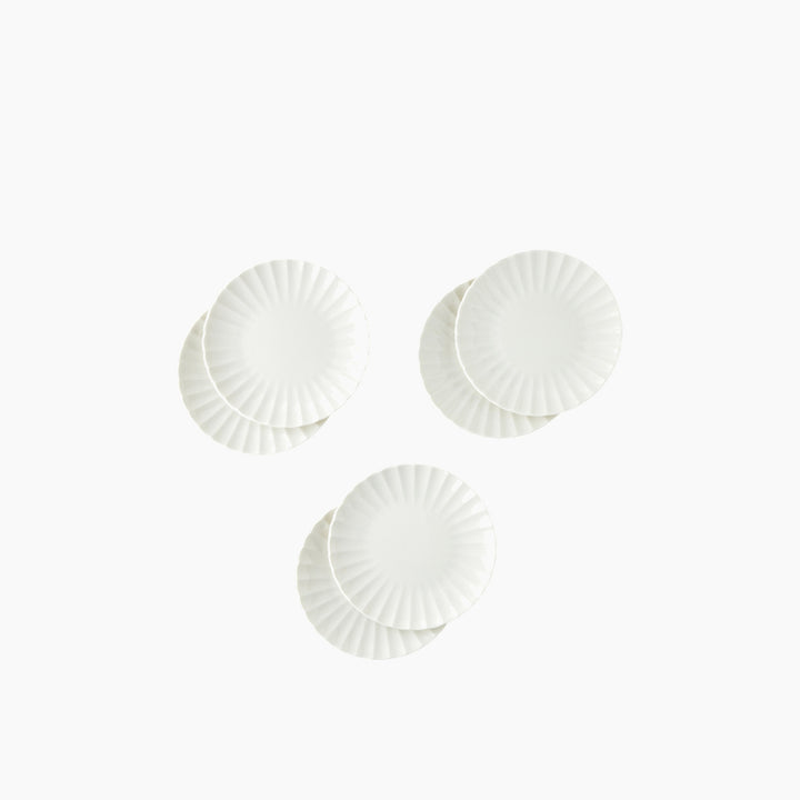 EH Wave Porcelain 6 Pcs Cake Set 20 Cm White