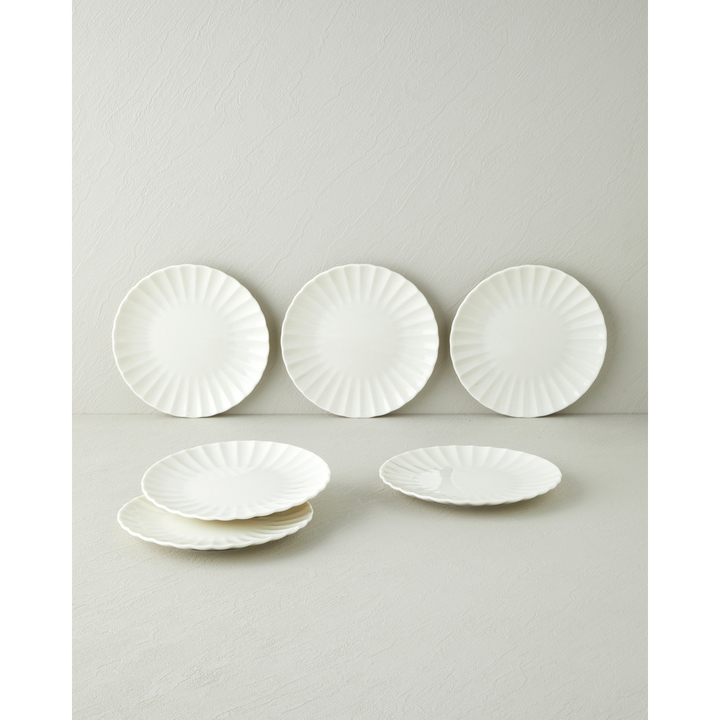 EH Wave Porcelain 6 Pcs Cake Set 20 Cm White