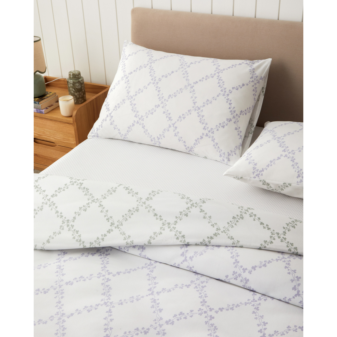 Easy Iron Single Size Duvet Cover Set 160 x 220 Cm Purple-Green