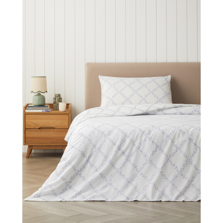 Easy Iron Single Size Duvet Cover Set 160 x 220 Cm Purple-Green