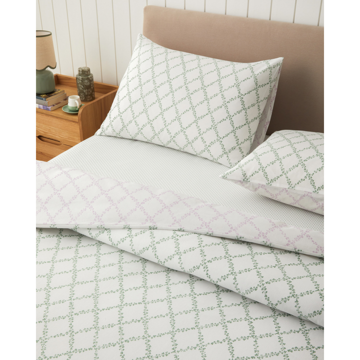 Easy Iron Single Size Duvet Cover Set 160 x 220 Cm Green