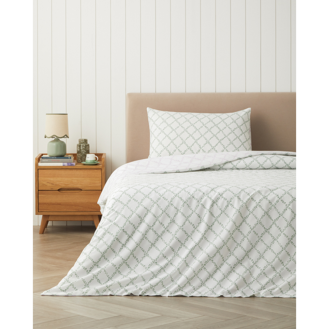 Easy Iron Single Size Duvet Cover Set 160 x 220 Cm Green