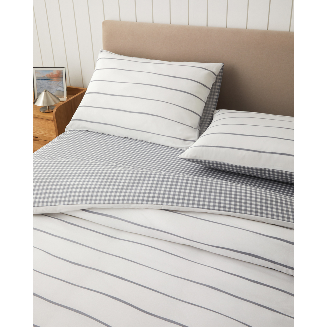 Wavy Easy Iron Single Size Duvet Cover Set Dark Gray