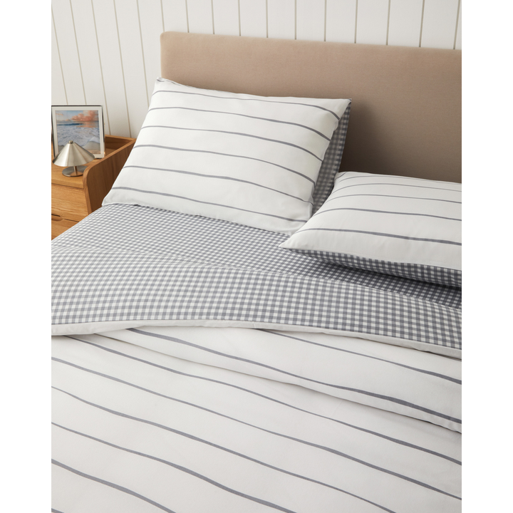 Wavy Easy Iron Single Size Duvet Cover Set Dark Gray