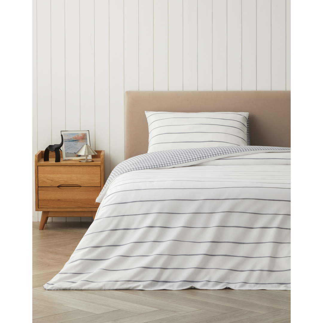Wavy Easy Iron Single Size Duvet Cover Set Dark Gray