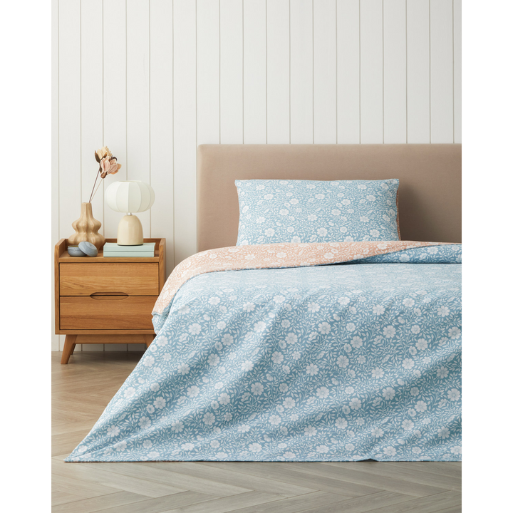 Floria Easy Iron Duvet Cover Set Blue - Orange