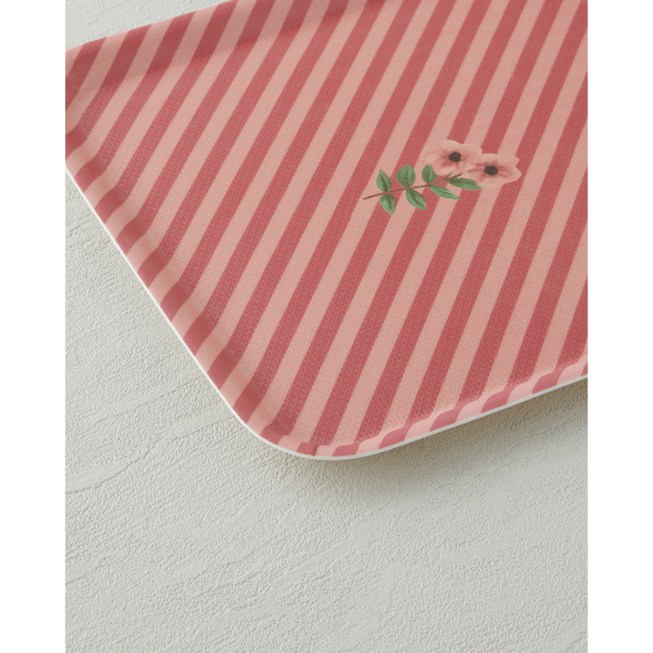 EH Whispering Petals Melamine 2 Pcs Anti-Slip Tray 33-24 Cm Pink - Orange
