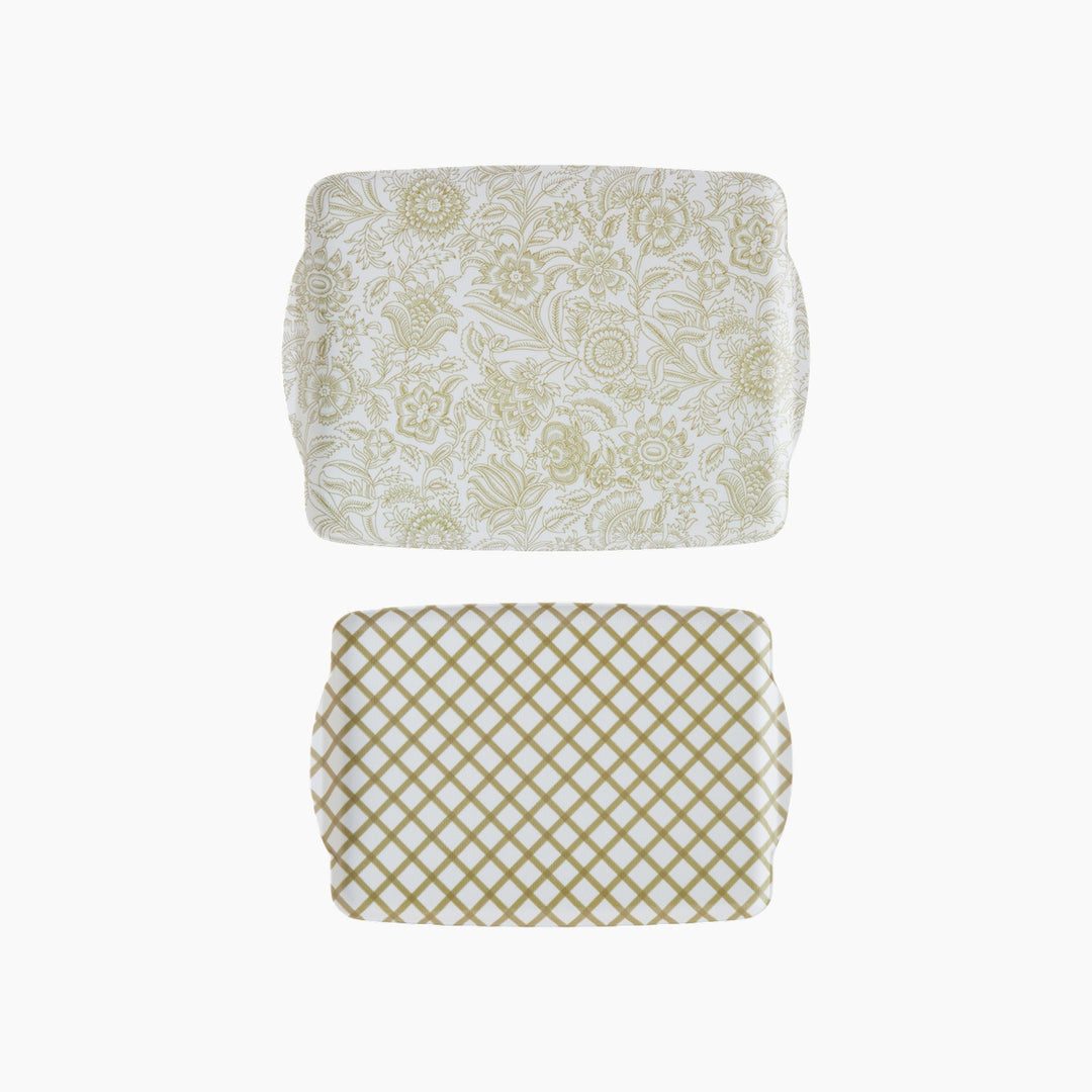 EH Melamine 2 Pcs Anti-Slip Tray 42 x 31 Cm + 25 x 38 Cm Green
