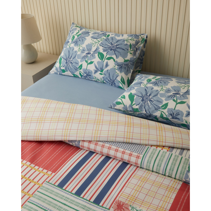 Easy Iron Double Size Duvet Cover Set 200 x 220 Cm Blue - Green