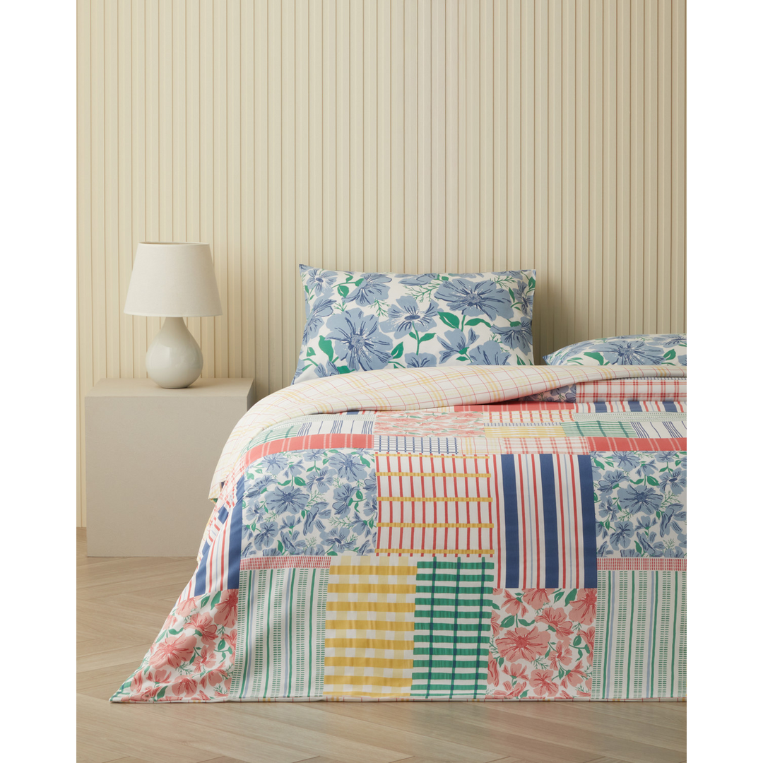 Easy Iron Double Size Duvet Cover Set 200 x 220 Cm Blue - Green