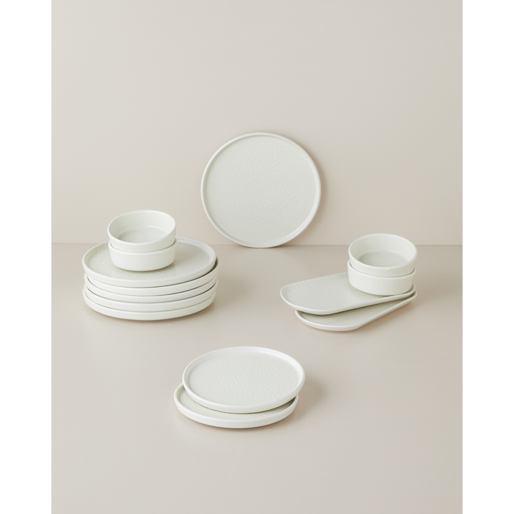 EH Ceramic Breakfast Set 14 Pieces 6 Servings Cream