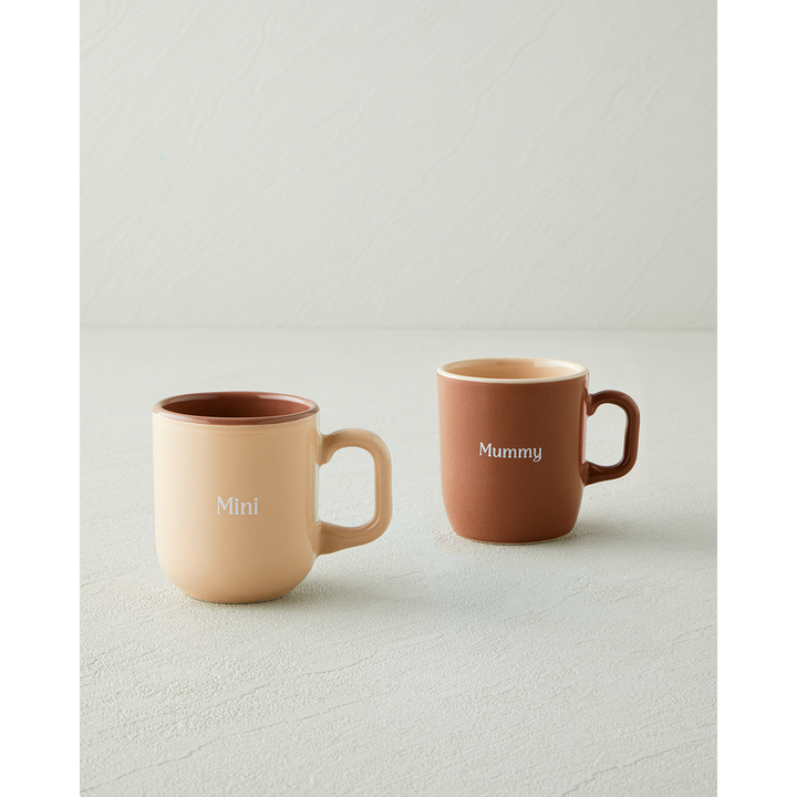 EH Ceramic 2 Pcs Mug 150-230 Ml Cream - Brown