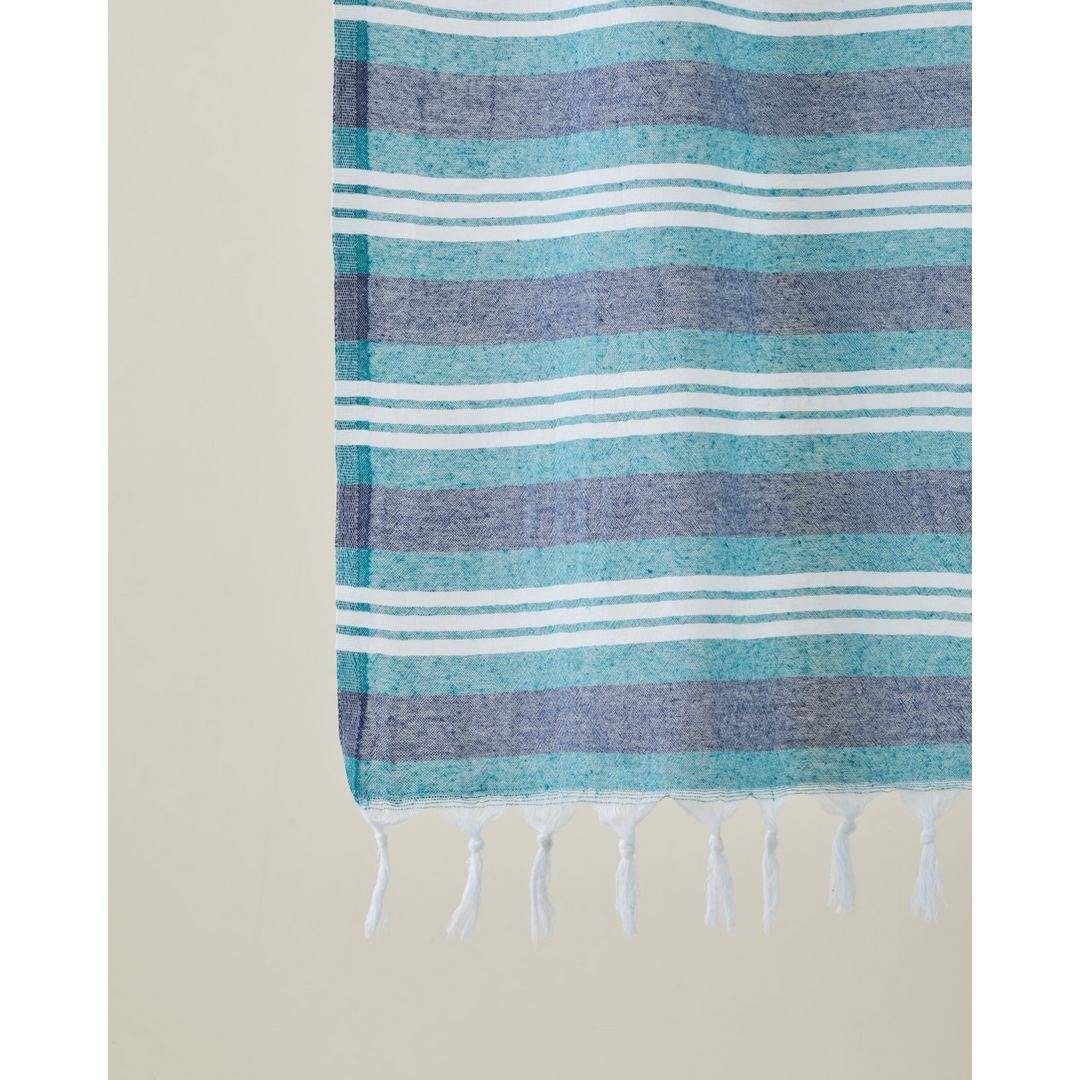 Striva Regenerated Striped Bath Wrap 80 x 150 Cm Navy Blue - Green
