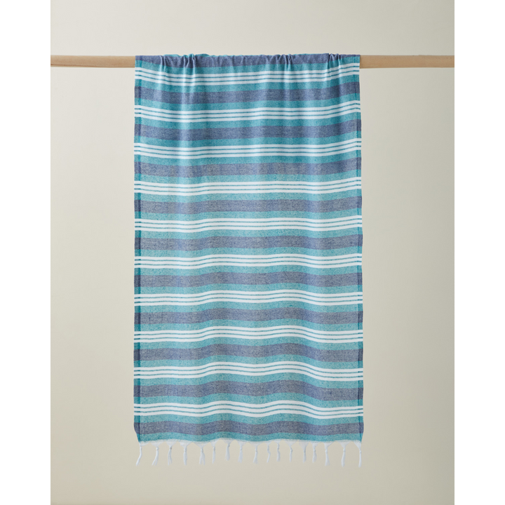 Striva Regenerated Striped Bath Wrap 80 x 150 Cm Navy Blue - Green
