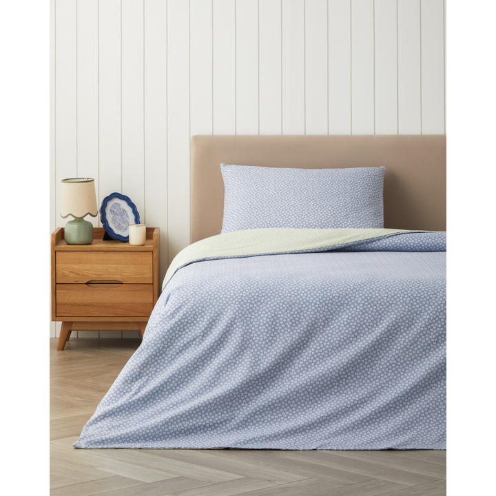 Easy Iron Duvet Cover Set Blue - Green