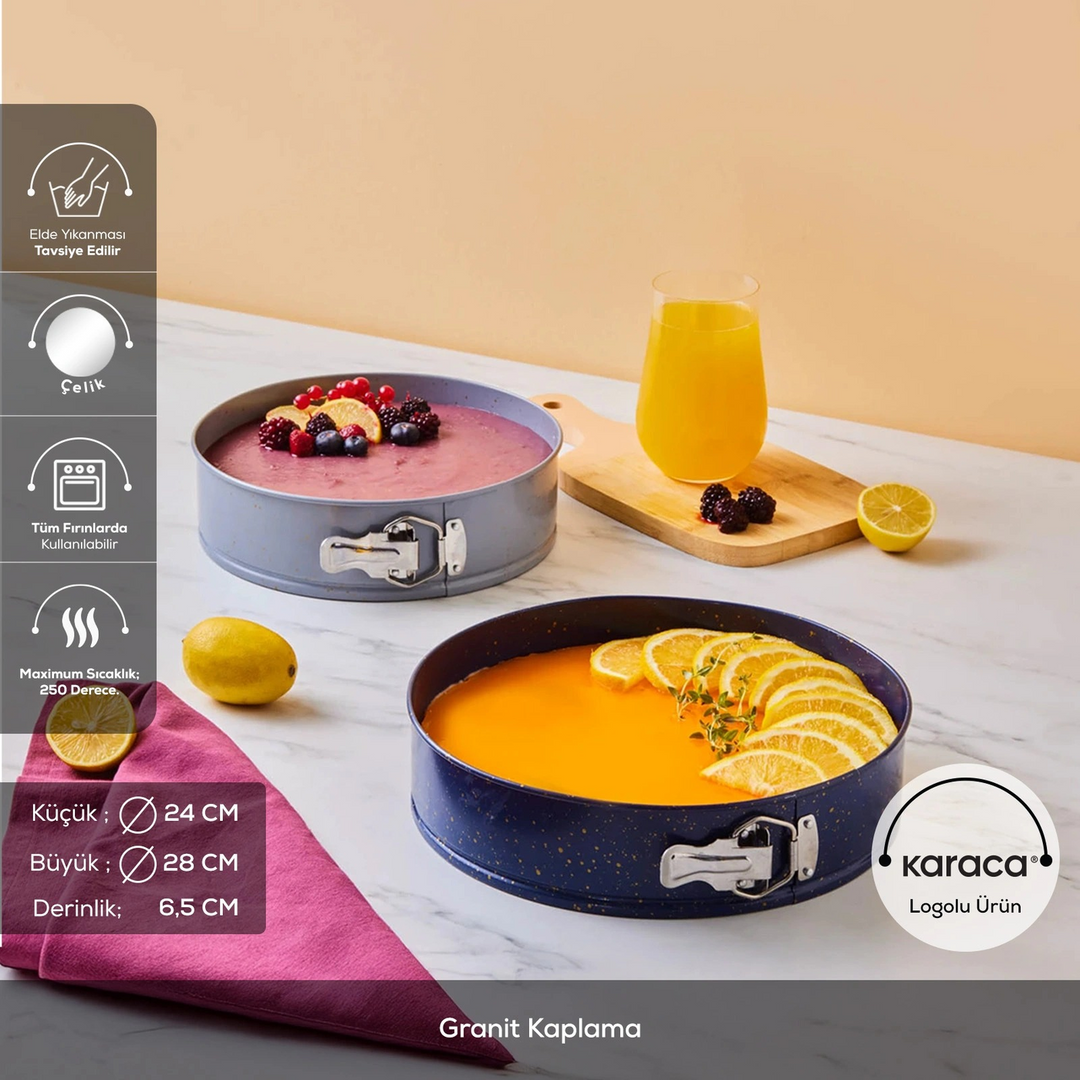 Karaca Super 2-Piece Cake Pan Set 28/24 cm – Navy Blue &amp; Gray