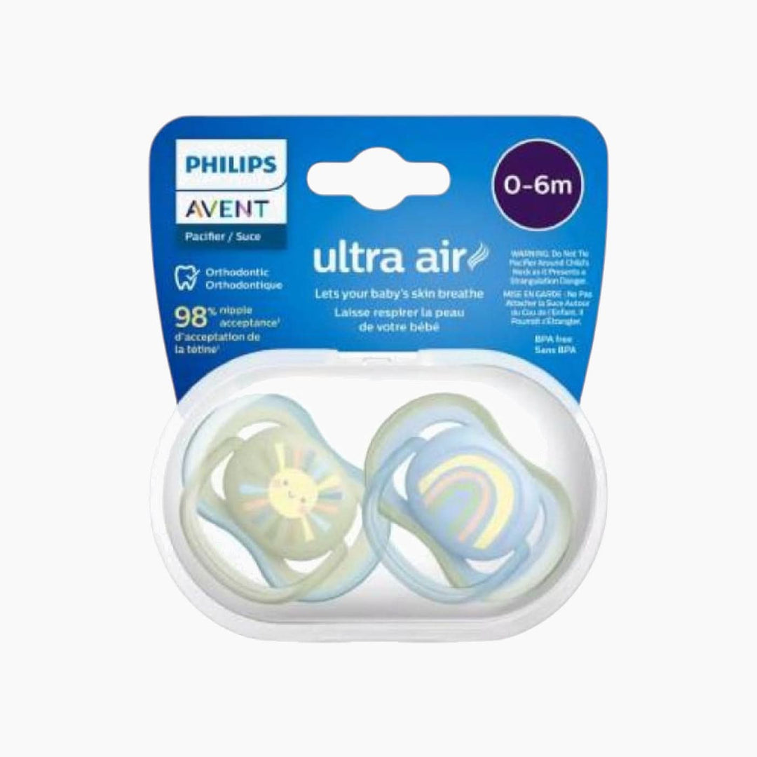 Philips Ultra Air Soother pacifiers, blue and green