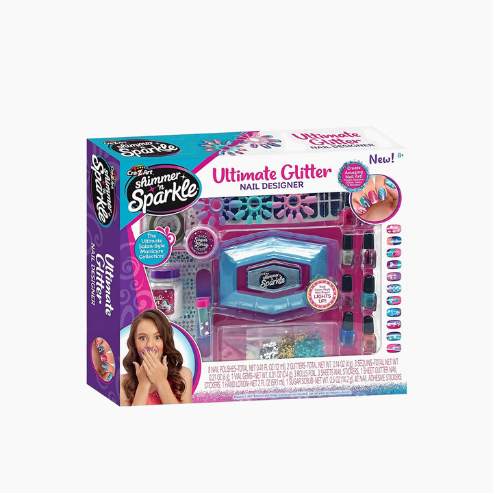 مجموعة تصميم الأظافر المثالية من Cra-Z-Art Shimmer N Sparkle باللمعان والبريق