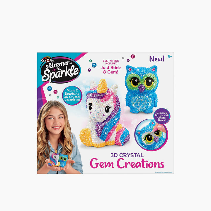 Cra-Z-Art Shimmer N Sparkle 3D Crystal Gem Creations owl and unicorn set