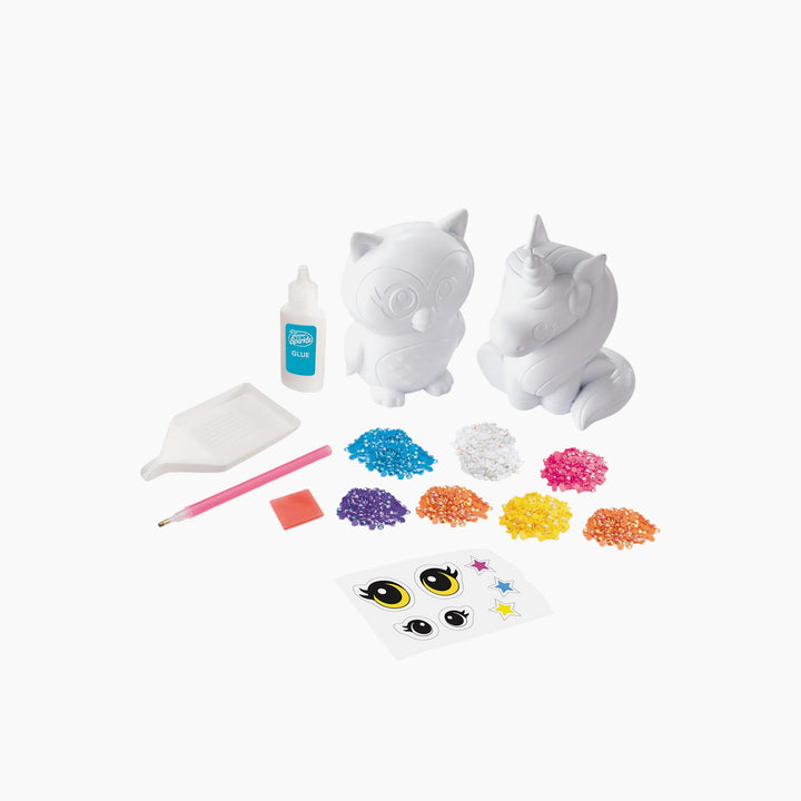 Cra-Z-Art Shimmer N Sparkle 3D Crystal Gem Creations set with owl and unicorn figures