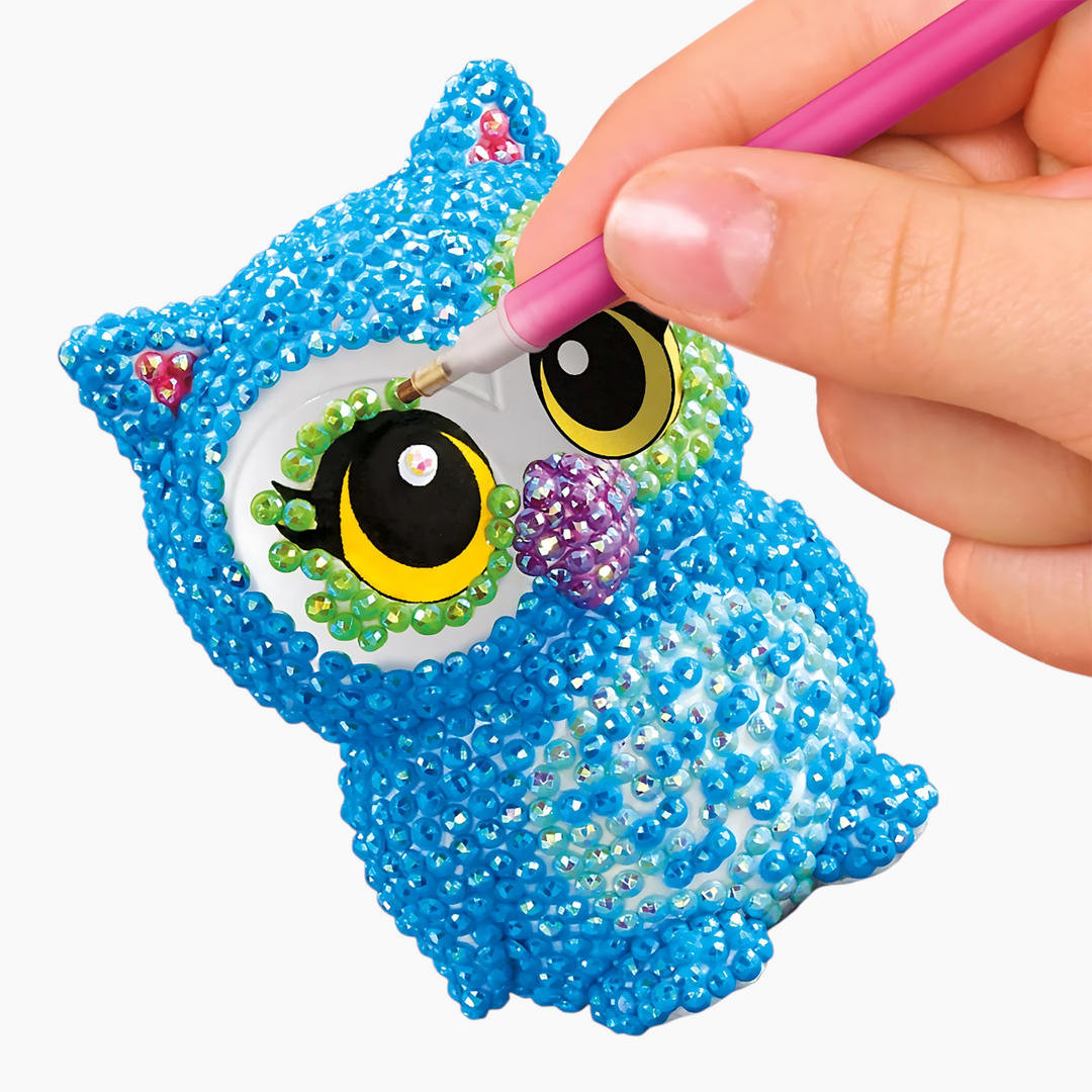 Cra-Z-Art Shimmer N Sparkle 3D Crystal Gem Creations owl and unicorn figures with beads