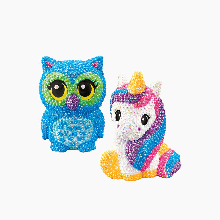 Cra-Z-Art Shimmer N Sparkle 3D Crystal Gem Creations set with owl and unicorn figures