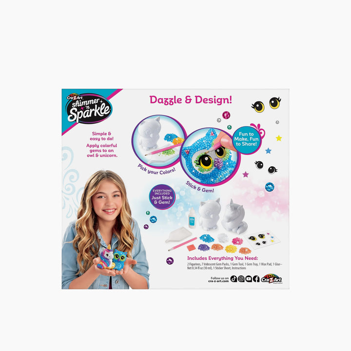 Cra-Z-Art Shimmer N Sparkle 3D Crystal Gem Creations owl and unicorn figures