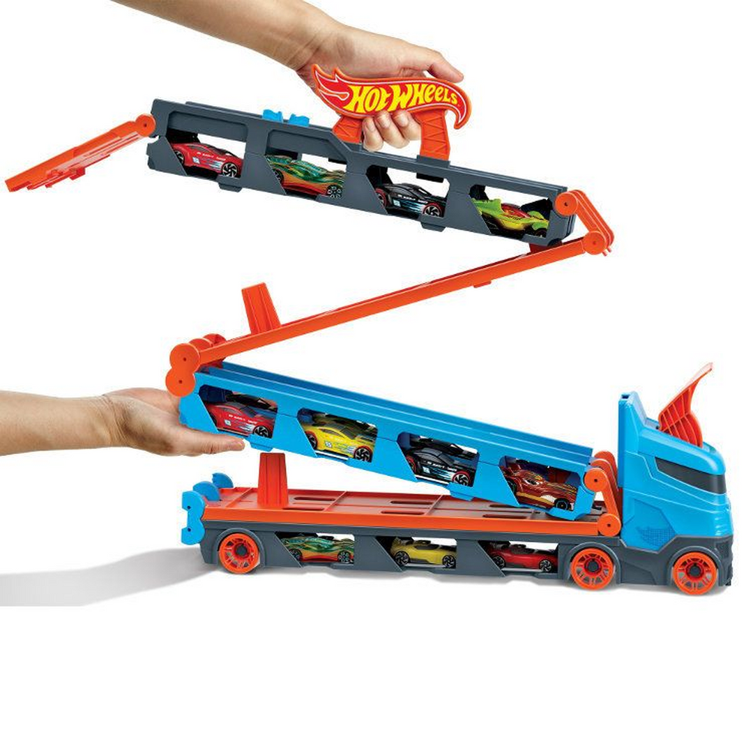 Hot Wheels Speedway Hauler Carrier with 3 Toy Cars