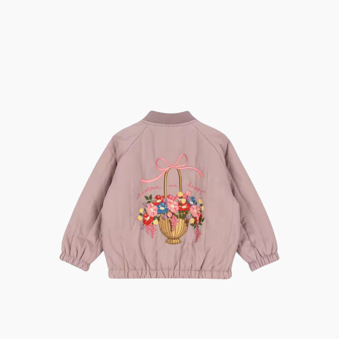 Kids lightweight heart zip jacket in mauve, 4 years