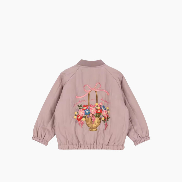 Kids lightweight heart zip jacket in mauve, 4 years