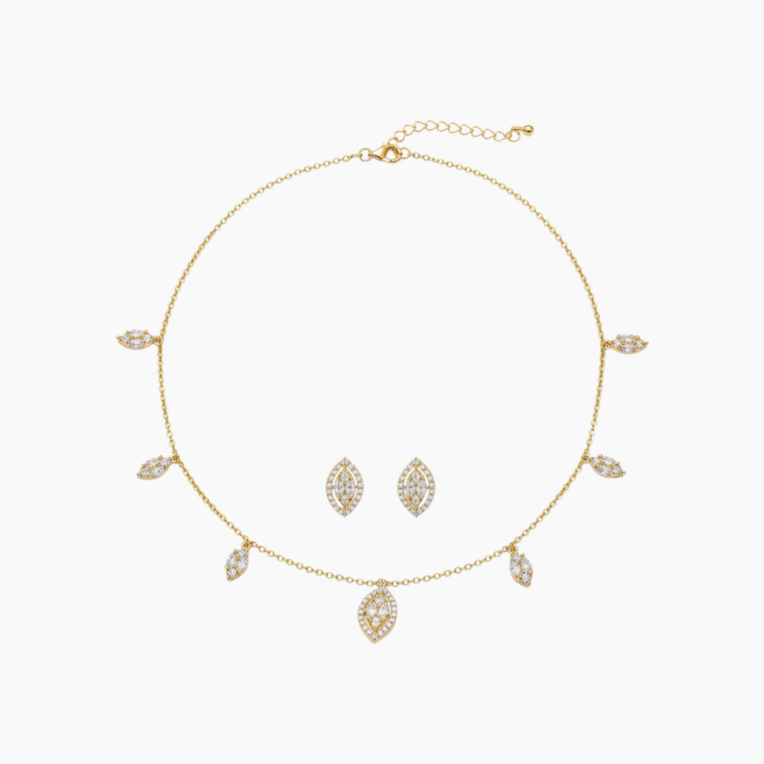 Soul Jewelry Gold leaf drop choker set
