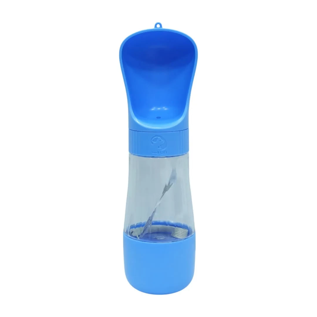 Blue Portable Pet Water Bottle with Scoop Cap