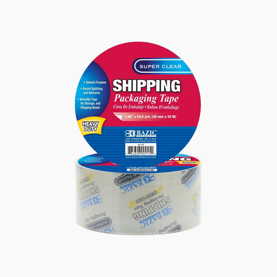 Bazic 1.88" X 54.6 Yards Super Clear Heavy Duty Shipping Packaging Tape