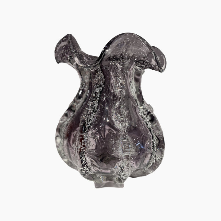 Round purple glass vase