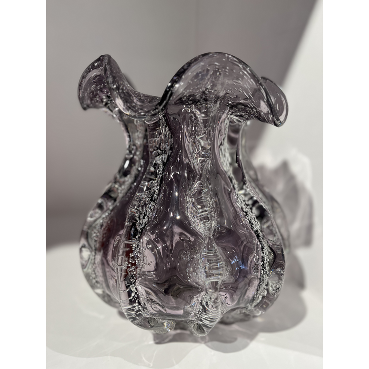 Round purple glass decorative vase