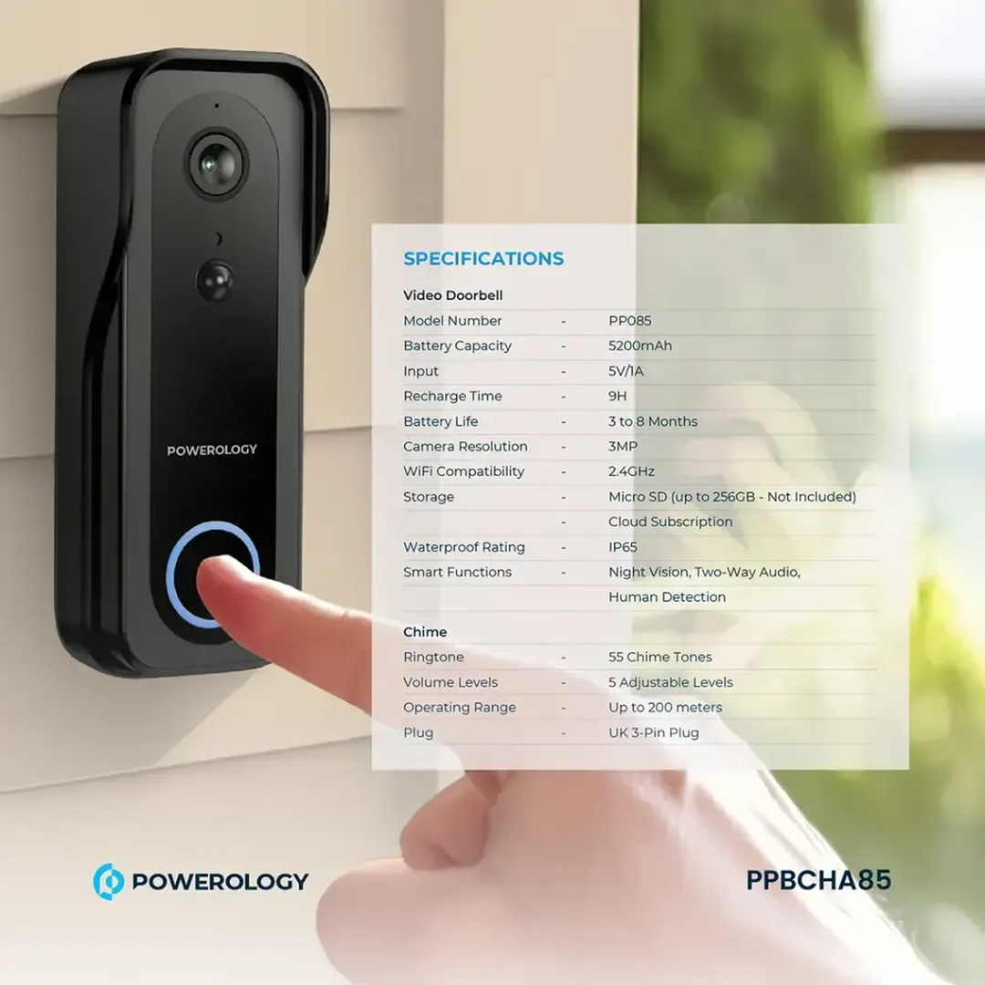 Powerology Smart Camera Doorbell - HUNA