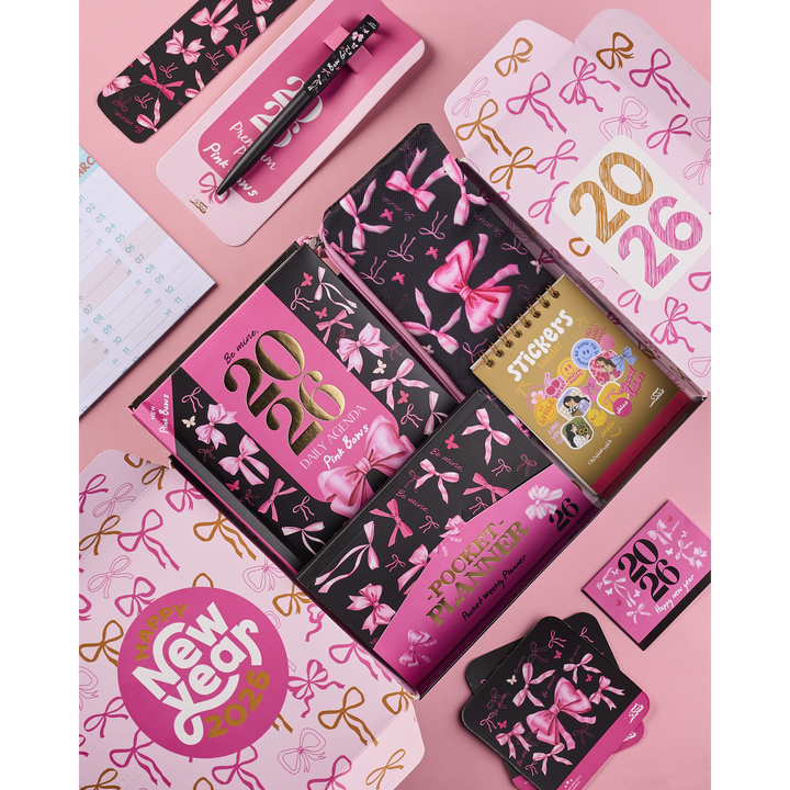 Pink Bows Agenda Gift Set 2026