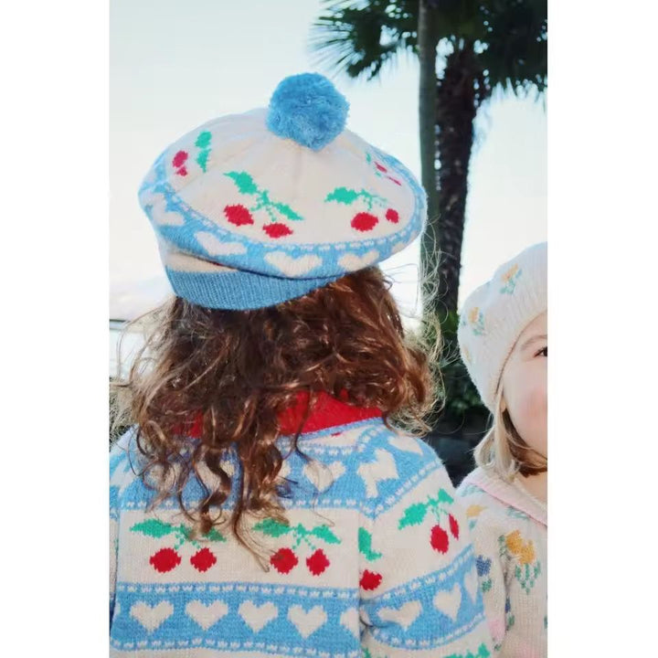 Beebee  Kids Cherry Knit Cardigan &amp; Matching Hat Set