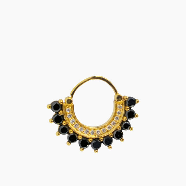 Yellow Gold Earring with Mixed Black & White Diamonds