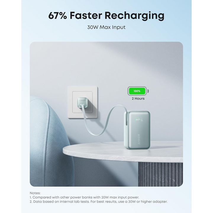 Anker Nano Power Bank Built-In Retractable USB-C Cable