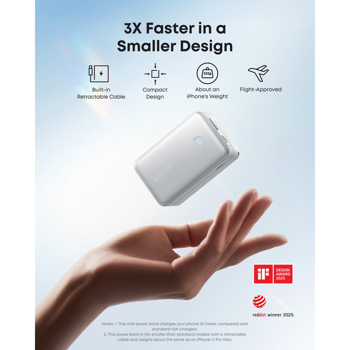 Anker Nano Power Bank Built-In Retractable USB-C Cable