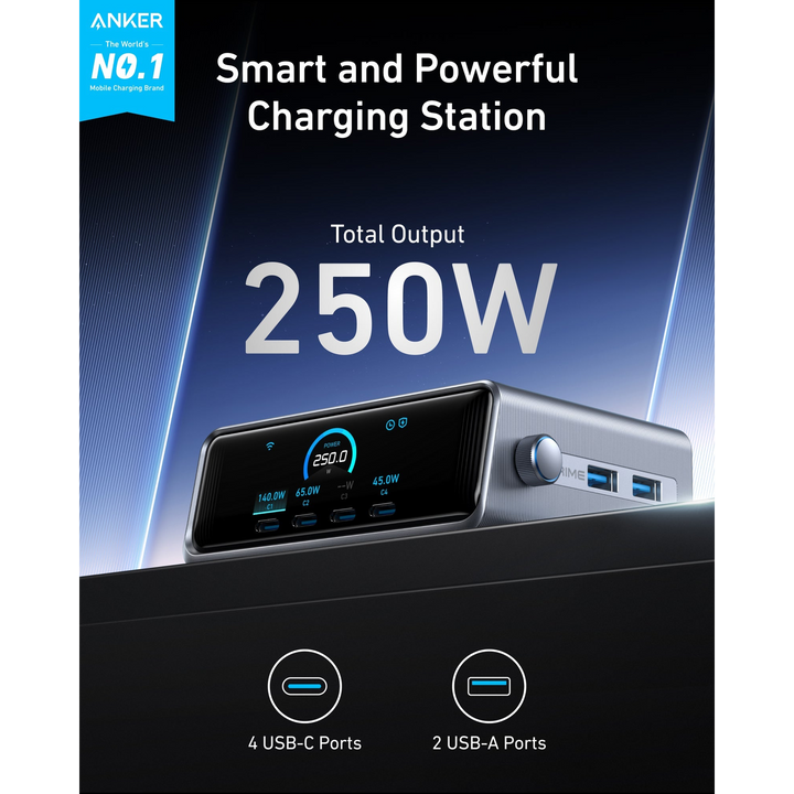 Anker Prime Charger Silver  6 Ports