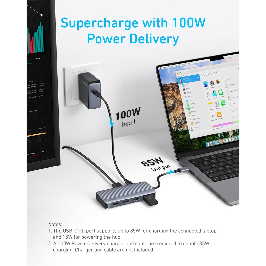 Anker USB-C Hub Dual Display Gray