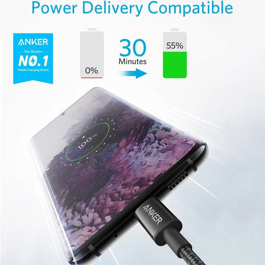 كيبل أنكر نايلون USB-C إلى USB-C 2.0 أسود